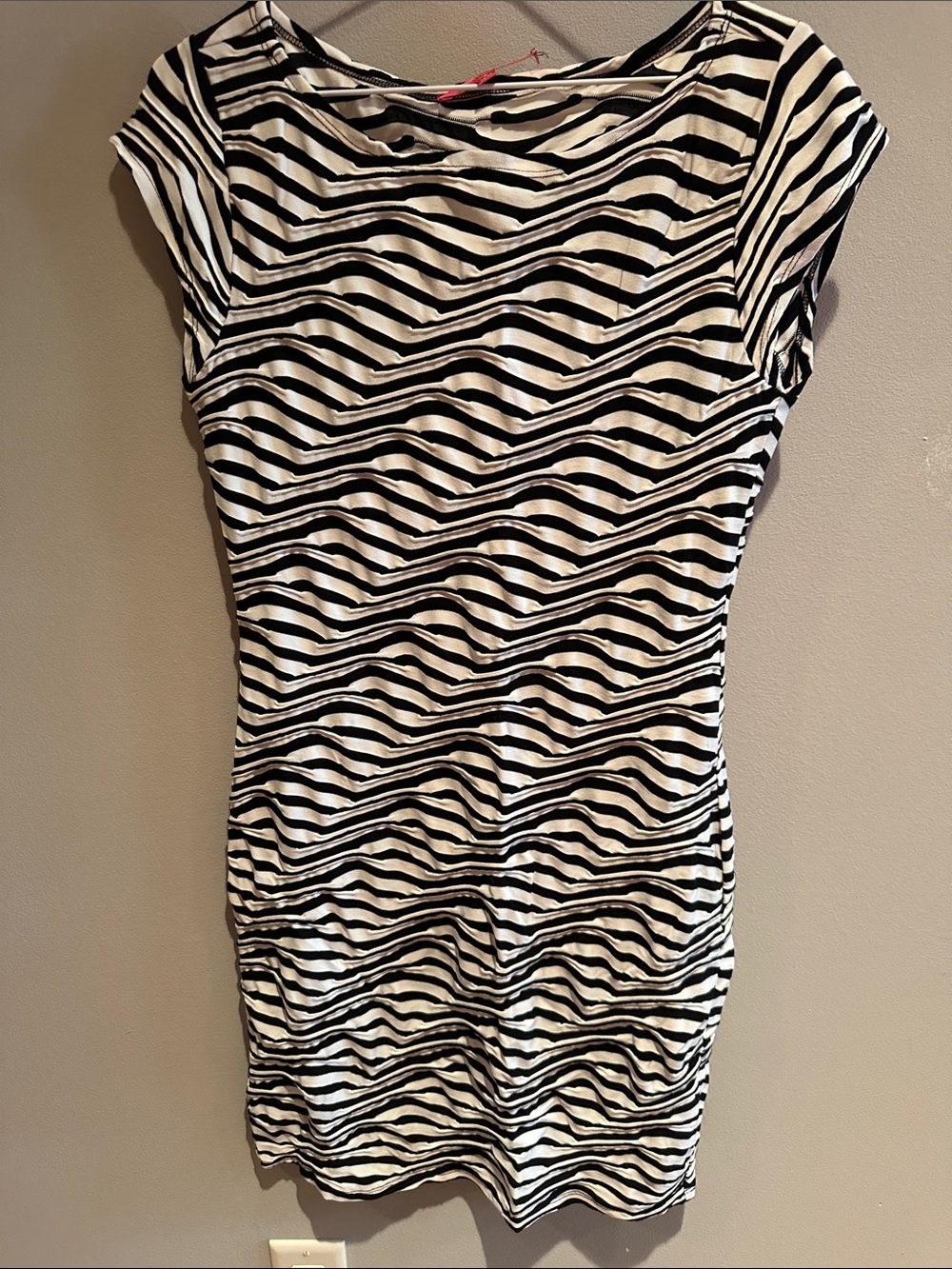 Catherine Malandrino Black and White Striped Midi Dress